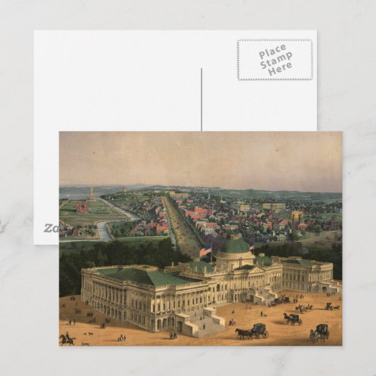  Pictorial Map of Washington D.C. (1852) Briefkaart (Voorkant / Achterkant)