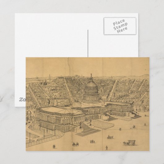  Pictorial Map of Washington D.C. (1872) Briefkaart (Voorkant / Achterkant)