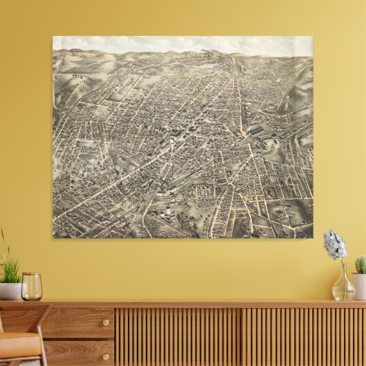  Pictorial Map of Worcester MA (1878) Canvas Afdruk (Insitu (Woonkamer))