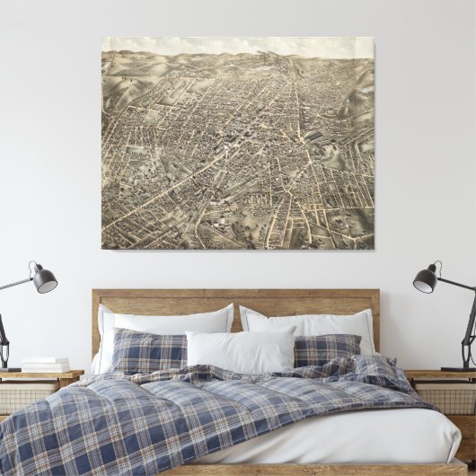  Pictorial Map of Worcester MA (1878) Canvas Afdruk (Insitu (Slaapkamer))