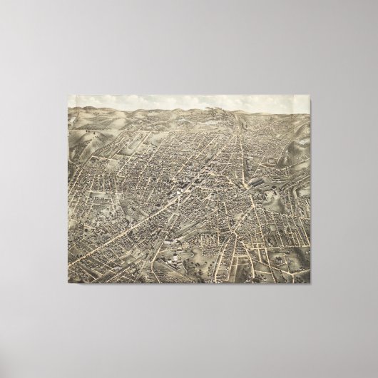  Pictorial Map of Worcester MA (1878) Canvas Afdruk (Voorkant)