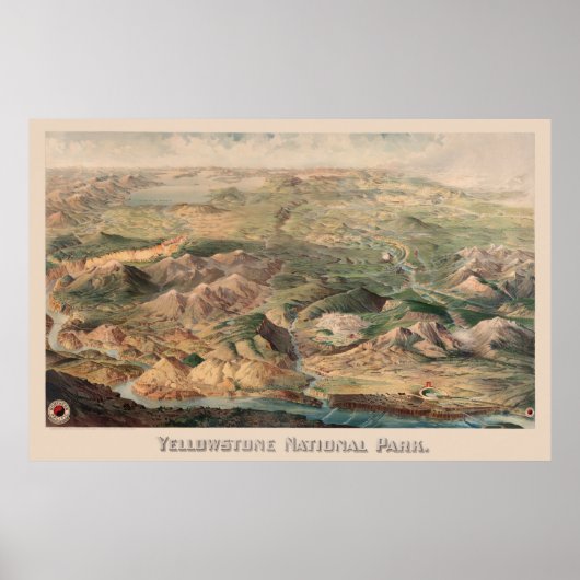 Pictorial Map of Yellowstone Park (1904) Poster (Voorkant)