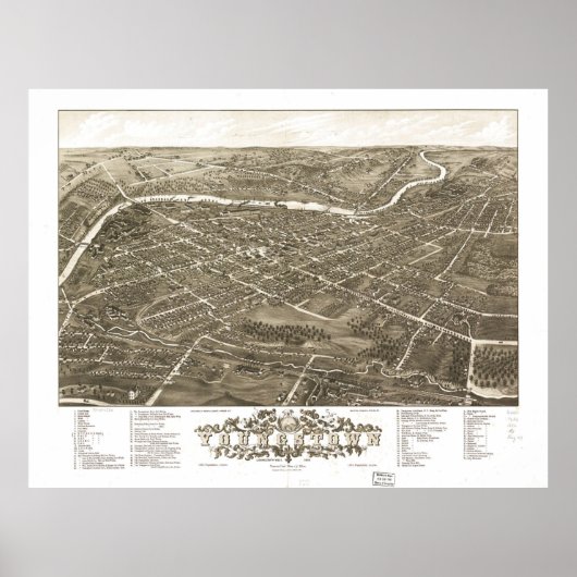 Pictorial Map of Youngstown Ohio (1883) Poster (Voorkant)
