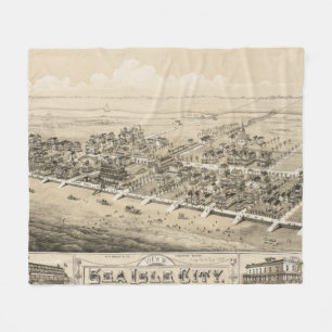  Pictorial Map of Zee Isle City NJ (1885) Fleece Deken