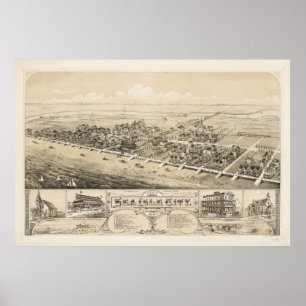 Pictorial Map of Zee Isle City NJ (1885) Poster