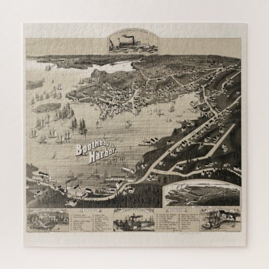 Pictorial Map van Boothbay Harbor ME (1885) Legpuzzel (Verticaal)