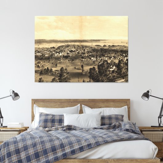 Pictorial Map van Hamilton Ontario (1859) Canvas Afdruk (Insitu (Slaapkamer))