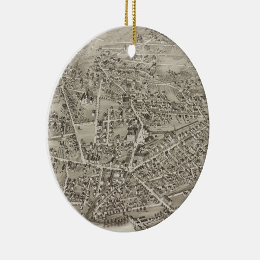 Pictorial Map van Newton MA (1878) Keramisch Ornament (Rechts)