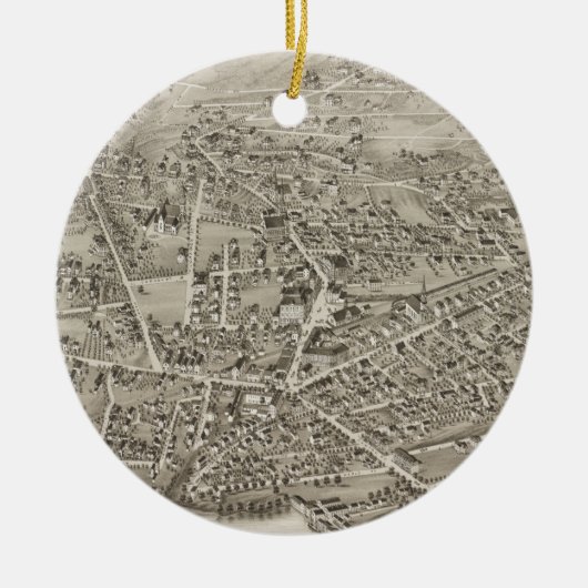  Pictorial Map van Newton MA (1878) Keramisch Ornament (Voorkant)