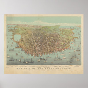Pictorial Map van San Francisco CA (1878) Poster