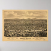  Pictorial Map van Santa Rosa CA (1876) Poster (Voorkant)