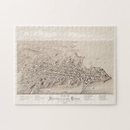  Pictorial Map van Stonington CT (1879) Legpuzzel (Horizontaal)