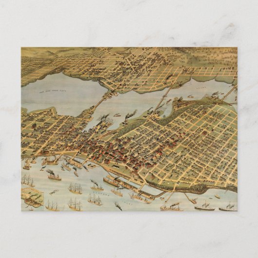  Pictorial Map van Vancouver BC (1898) Briefkaart (Voorkant)