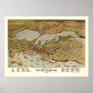  Pictorial Map van Vancouver BC (1898) Poster