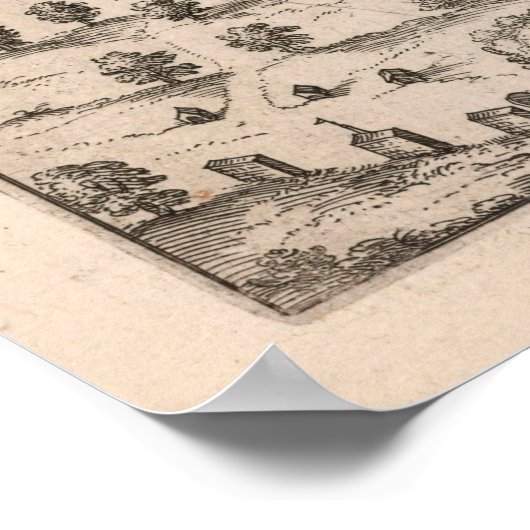  Pictorial Map van Zürich Zwitserland (1581) Poster (Hoek)