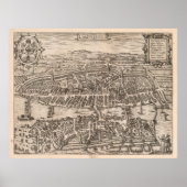  Pictorial Map van Zürich Zwitserland (1581) Poster (Voorkant)