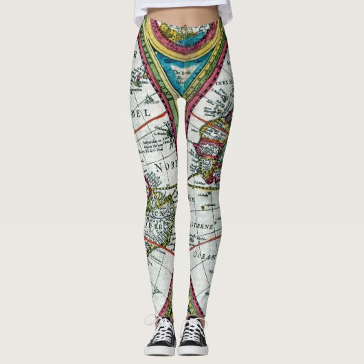 Pictorial map-world map year 1662 leggings (Voorkant)
