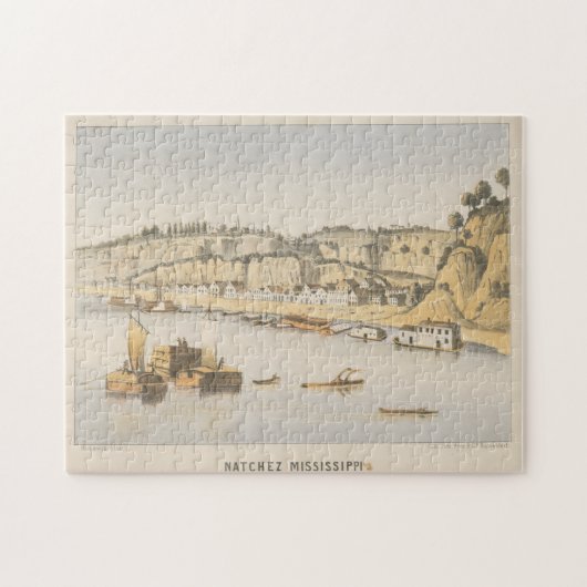Pictorial Uitzicht of Natchez MS (1854) Legpuzzel (Horizontaal)