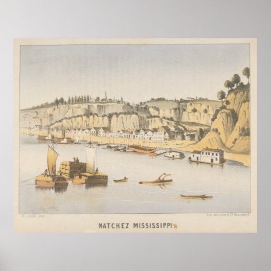  Pictorial Uitzicht of Natchez MS (1854) Poster (Voorkant)
