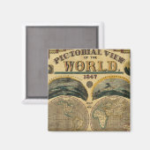 Pictorieel Uitzicht van de wereld Magneet (Voorkant / Achterkant)