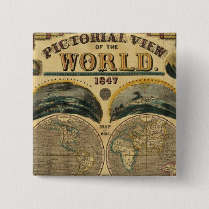 Pictorieel Uitzicht van de wereld Vierkante Button 5,1 Cm