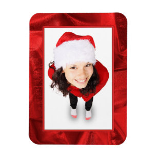 Picture Frame - Red Metallic Crumpled Fabric Photo Magneet