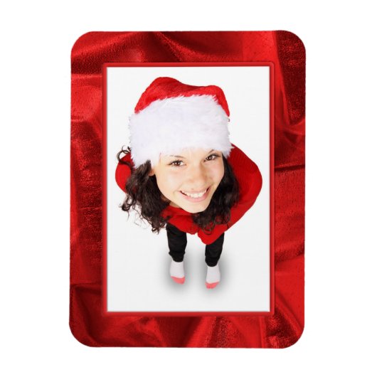 Picture Frame - Red Metallic Crumpled Fabric Photo Magneet (Verticaal)