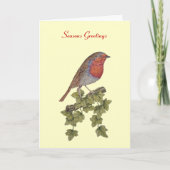 picture of robin perched on ivy leaf christmas feestdagen kaart (Voorkant)