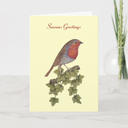 picture of robin perched on ivy leaf christmas feestdagen kaart (Voorkant)