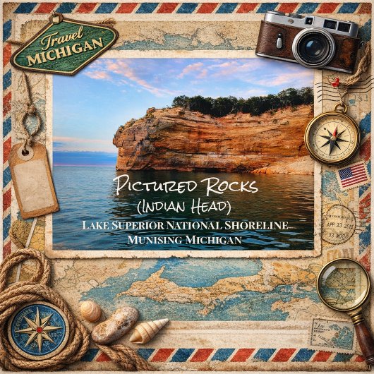Pictured Rocks – Lake Superior's Geschilderde Klif Briefkaart