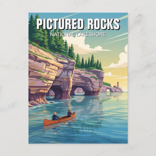 Pictured Rocks Michigan Reizen Briefkaart (Voorkant)