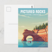 Pictured Rocks Michigan Reizen Briefkaart (Voorkant / Achterkant)