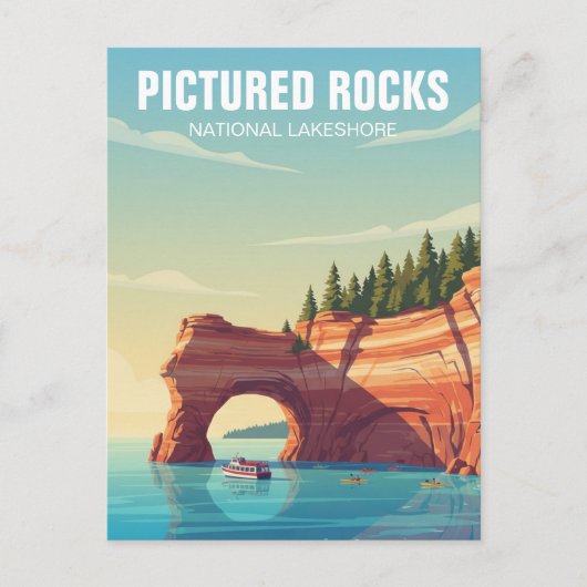 Pictured Rocks Michigan Reizen Briefkaart (Voorkant)