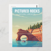 Pictured Rocks Michigan Travel Briefkaart (Voorkant / Achterkant)