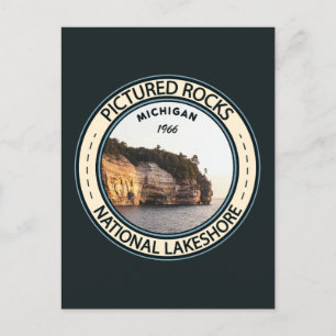 Pictured Rocks National Lakeshore Michigan Badge Briefkaart