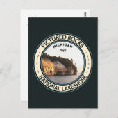 Pictured Rocks National Lakeshore Michigan Badge Briefkaart (Voorkant / Achterkant)