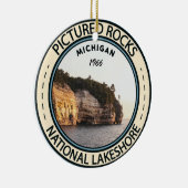 Pictured Rocks National Lakeshore Michigan Badge Keramisch Ornament (Rechts)