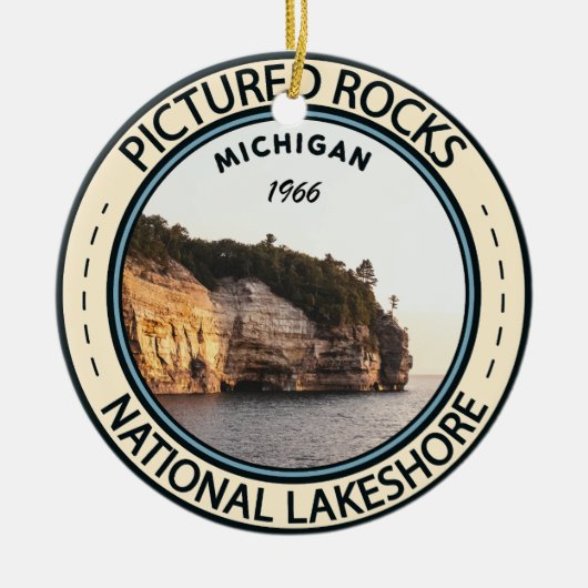 Pictured Rocks National Lakeshore Michigan Badge Keramisch Ornament (Voorkant)