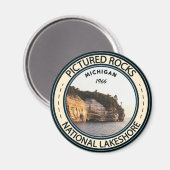 Pictured Rocks National Lakeshore Michigan Badge Magneet (Voorkant / Achterkant)