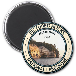 Pictured Rocks National Lakeshore Michigan Badge Magneet