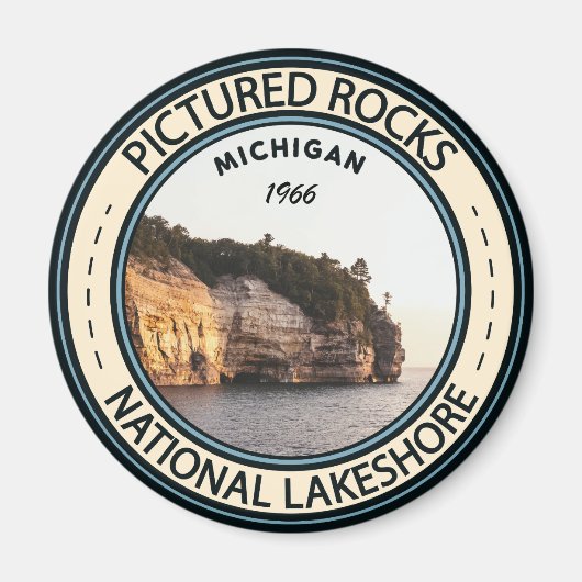 Pictured Rocks National Lakeshore Michigan Badge Magneet (Voorkant)