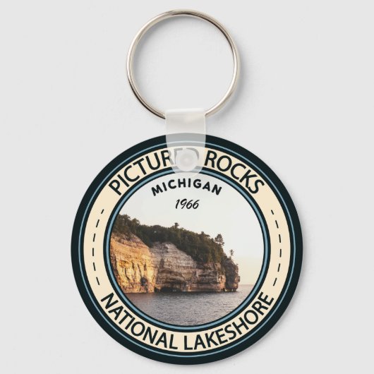 Pictured Rocks National Lakeshore Michigan Badge Sleutelhanger (Voorkant)