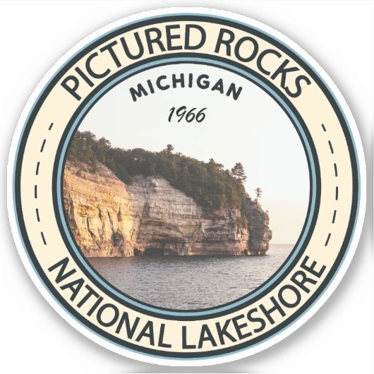Pictured Rocks National Lakeshore Michigan Badge Sticker (Voorkant)