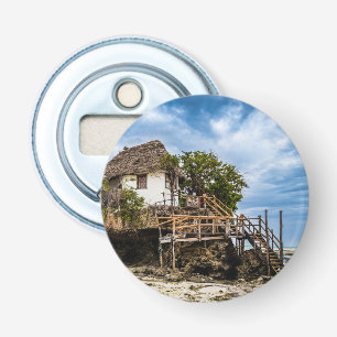 Pictureskast op een tropisch koraal button flesopener