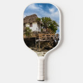 Pictureskast op een tropisch koraal pickleball paddle (Achterkant)