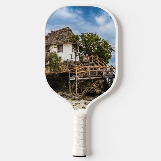 Pictureskast op een tropisch koraal pickleball paddle (Achterkant)