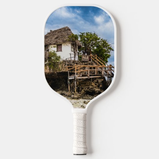 Pictureskast op een tropisch koraal pickleball paddle (Voorkant)