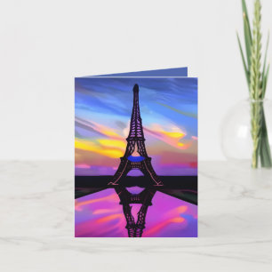 Picturesque Eiffeltoren in een gloeiende zonnebank Kaart