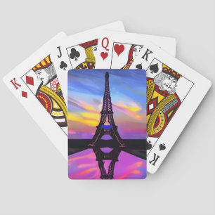Picturesque Eiffeltoren in een gloeiende zonnebank Pokerkaarten
