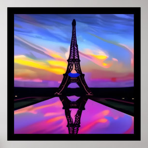 Picturesque Eiffeltoren in een gloeiende zonnebank Poster